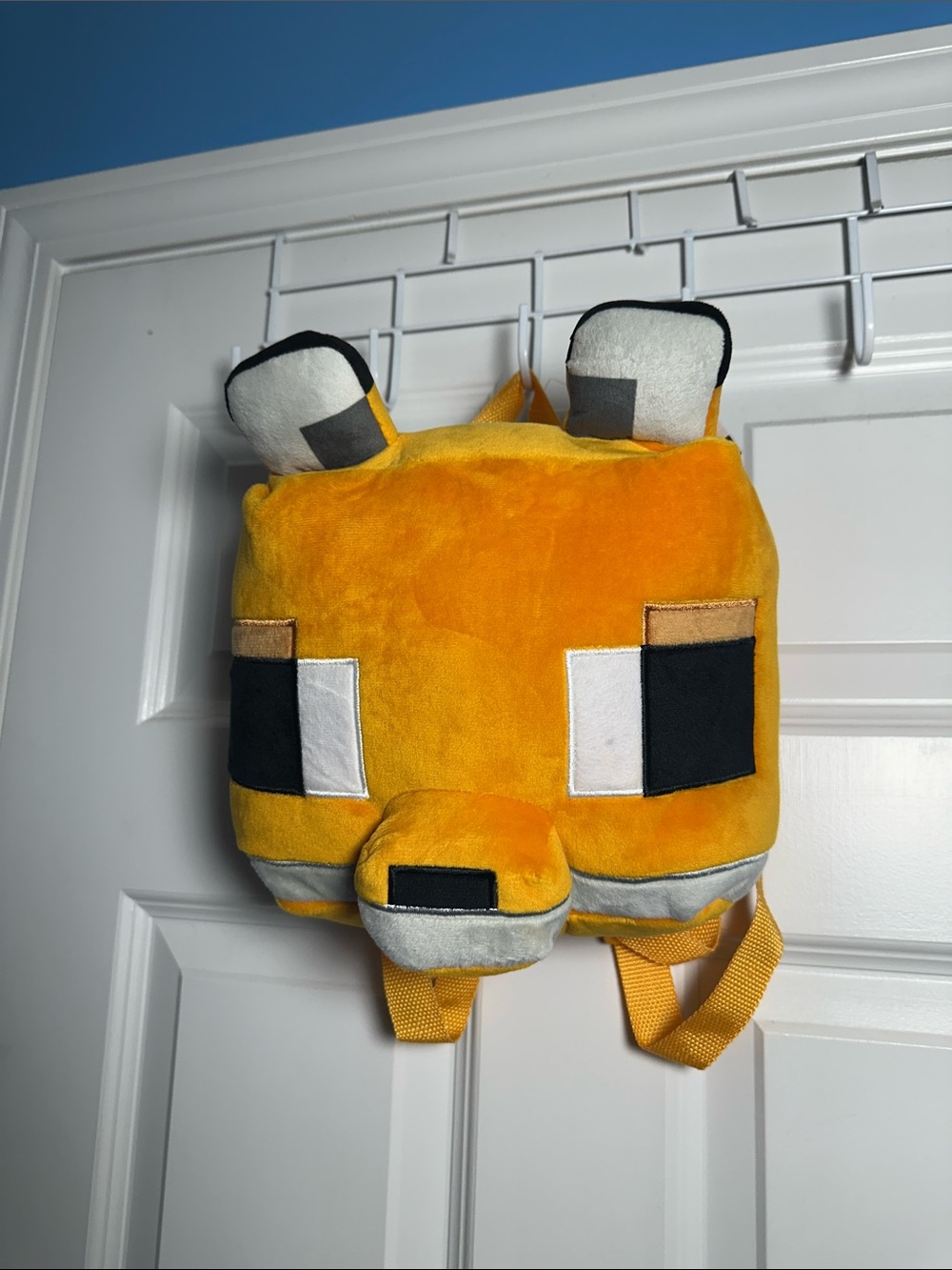 NWTS Minecraft Plush Fox Plush Pixel Animal Backpack in Bright Orange